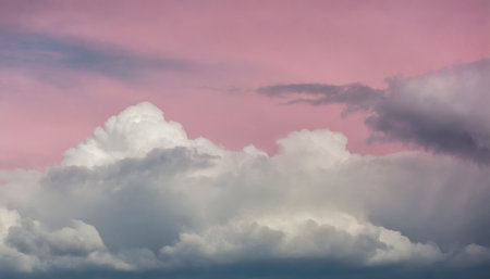 some clouds are over a pink skyの素材