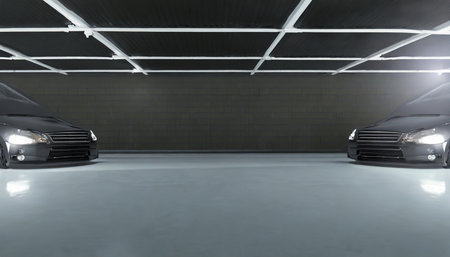 empty car repair garage background 3d renderingの素材