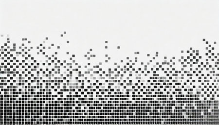 black fading pixel square modern abstract background pattern horizontal isolated on whiteの素材