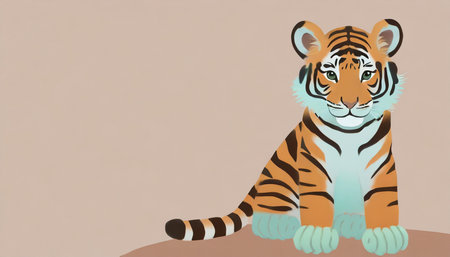 baby tiger sitting backgroundの素材