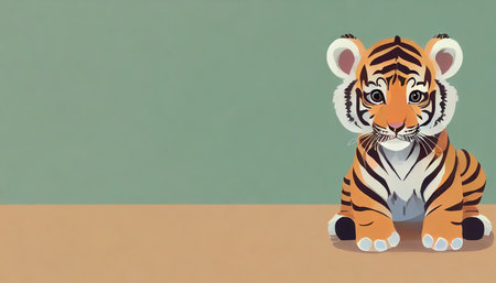 baby tiger sitting backgroundの素材