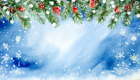 blue christmas background watercolorsの素材
