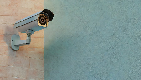 cctv camera on wall 3d renderingの素材