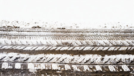 dirty grunge tire tracks on white backgroundの素材