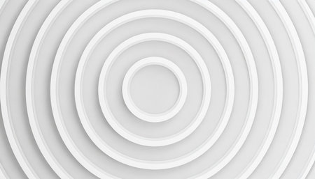 smooth concentric random offset white rings or circles waves background wallpaper banner flat lay top view from aboveの素材