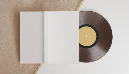 vinyl record with cover mockupの素材