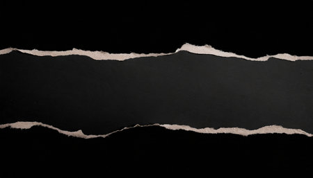 ripped black paper across plain background space for copy text torn papyrus texture cut edges designの素材