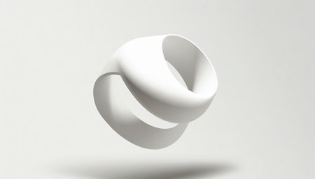 white 3d rounded object on the light background clean and abstract twisted pipe modern vector illustration curved design element levitating random three dimensional tube renderの素材