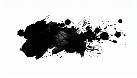 abstract black brush stroke smudge random splash of black paint masking shapes for manipulation purposes isolated object illustration with backgroundの素材