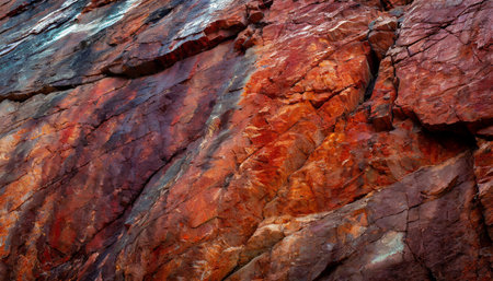 dark red orange brown rock texture with cracks close up rough mountain surface stone granite background for design natureの素材