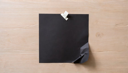 black folded paper taped to a bulletin boardの素材