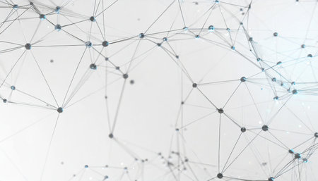 polygonal white background with connecting dots and lines network connection structure plexus effect 3d renderingの素材
