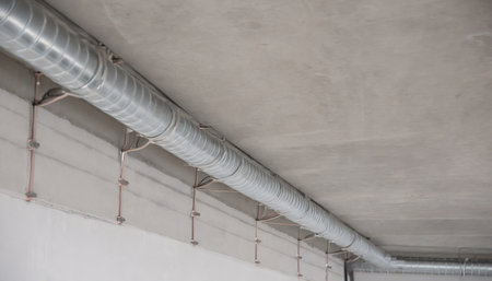 conduit on ceiling electric pipe line wire electrical cable system installationの素材