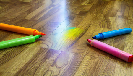 marker colored onto hardwood floorの素材