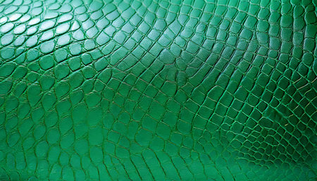 texture of luxury green crocodile leather dragon skin backgroundの素材