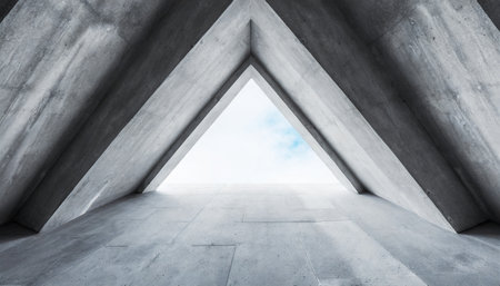 abstract concrete architecture with triangular nicheの素材