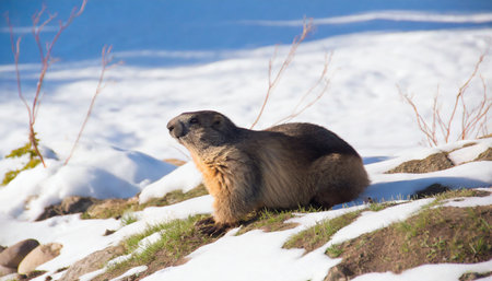 groundhog in snow aiの素材