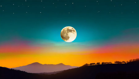 landscape with moon colorful abstract background wallpaperの素材