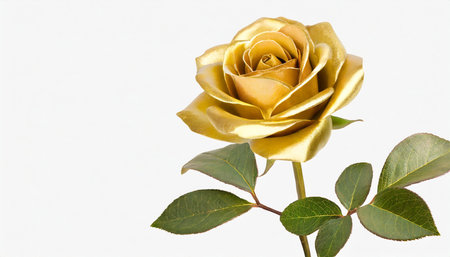 golden metallic rose isolated on a backgroundの素材