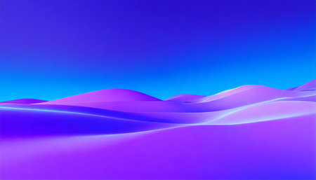 3d render abstract violet blue neon background with wavy skyline virtual landscape wallpaperの素材