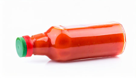 bottle of sriracha hot chili sauce isolated on white backgroundの素材