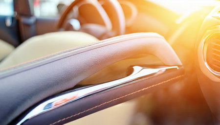 grab handle or handhold in modern car shallow depth of fieldの素材