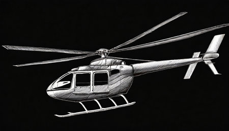 helicopter design drawing helicopter airplane sketch hand drawn helicopter drawing on a black background lines illustrationの素材