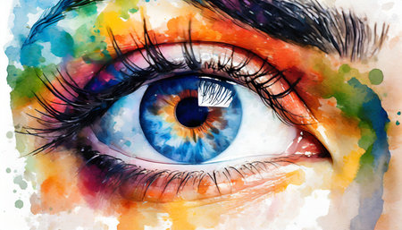 colorful human eye illustrationの素材