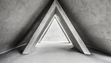 abstract concrete architecture with triangular nicheの素材