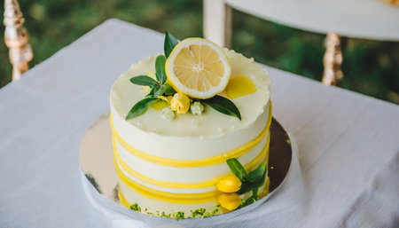 small wedding cake with lemon accentsの素材