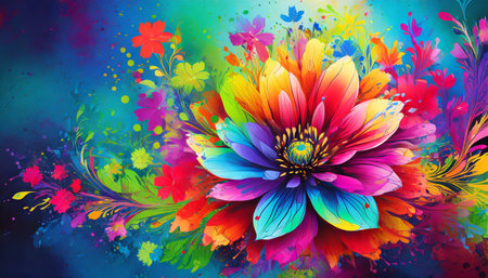 abstract colorful illustration flower art generative aiの素材