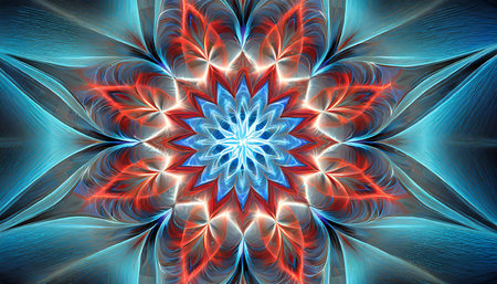 exploding star in blue and red an abstract fractal image with an exploding star design in blue and redの素材