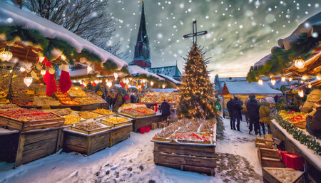 winter wonderland bazaar exploring the christmas market ai generated artの素材