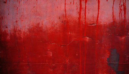 red wall scratches which can be used as a horror background old shabby blood paint and plaster cracksの素材
