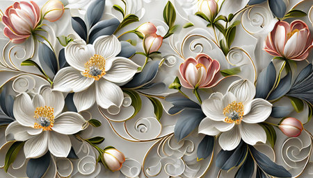 3d floral pattern wallpaper designの素材