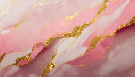 abstract pink marble texture with gold splashes pink luxury backgroundの素材