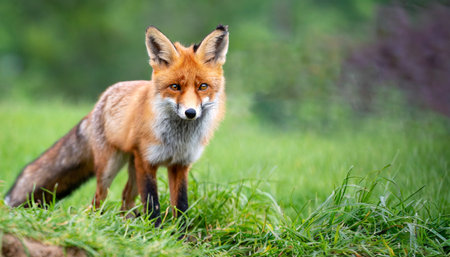 red fox in the grassの素材