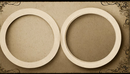 frame cut out isolated circles on texture sepia background pngの素材