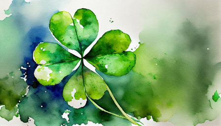 green clover watercolor illustrationの素材