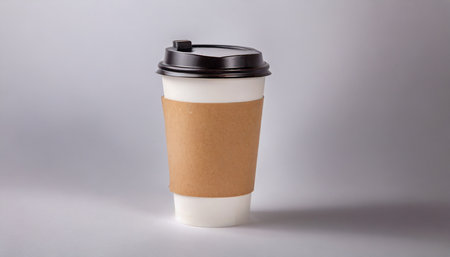 paper coffee cup takeaway with white white backgroundの素材