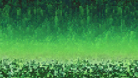 dither pattern bitmap texture border gradient vector wide abstract background glitch screen with flicker pixels effect panoramic illustration 8 bit pixel art retro video game bright green decorationの素材