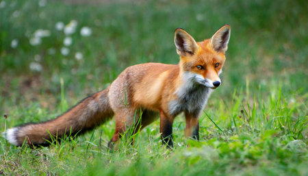 red fox in the grassの素材