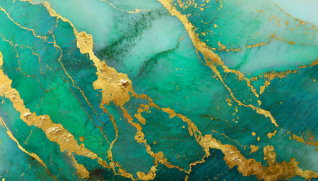 green blue marble texture with gold splashesの素材
