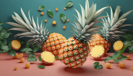 pineapple colorful background conceptの素材