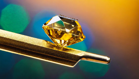 saucey live resin diamonds on a gold titanium dab tool with a gradient backgroundの素材