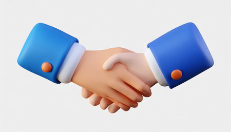 3d illustration deal icon cartoon character handshake business clip art isolated on white backgroundの素材