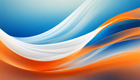 abstract orange blanc and blue background with waves generative aiの素材