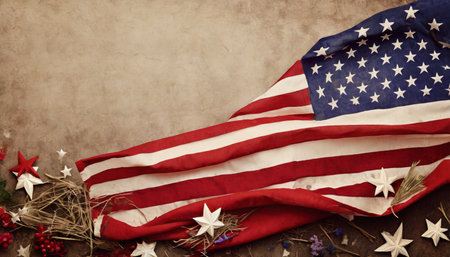 vintage red white and blue american flag for memorial day or veteran s day backgroundの素材