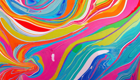 abstract marbled acrylic paint ink painted waves painting texture colorful background banner bold colors rainbow color swirls wave generative aiの素材