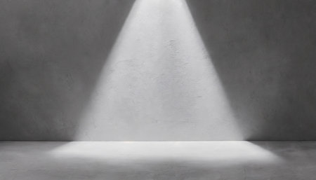 minimal abstract background for product presentation llight on gray plaster wallの素材